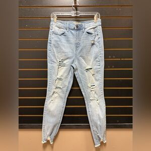 Mudd High-Rise Ankle Jeggings Light Wash Distressed Size 11 (30W)